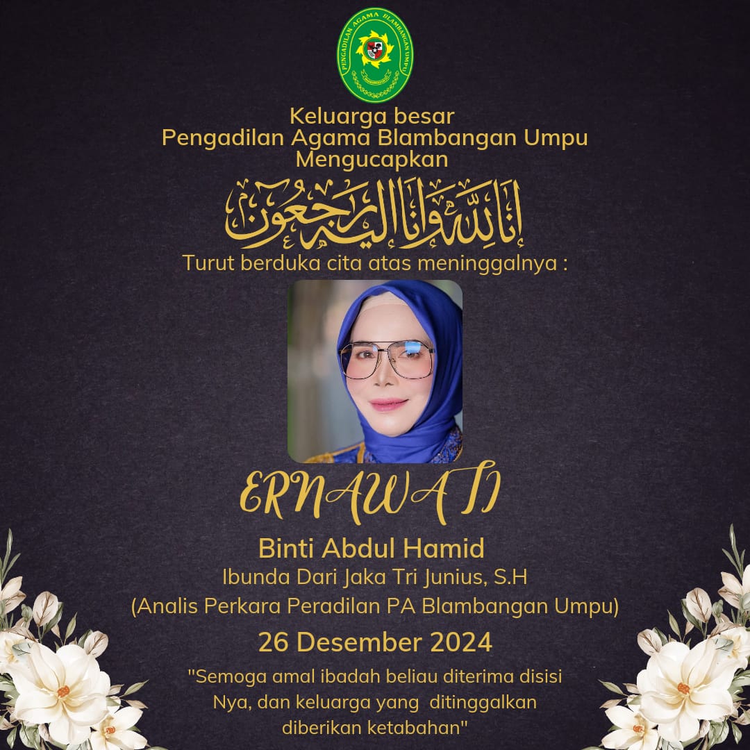 Belasungkawa Ibu Ernawati Ibunda Jaka Tri Junius